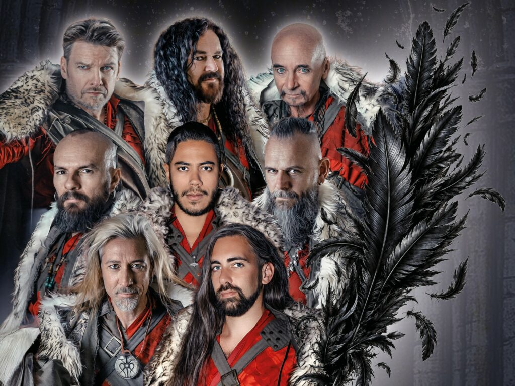 Collage von allen Mitgliedern der Mittelalterband Corvus Corax